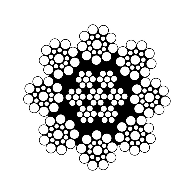 EN 12385-4 کلاس 8×19S-IWRC سیم طناب فولادی – ساخت مهر و موم 8 رشته با IWRC
